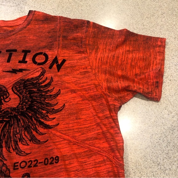 2X Affliction burntorange/red with black velvety lettering - Picture 4 of 9